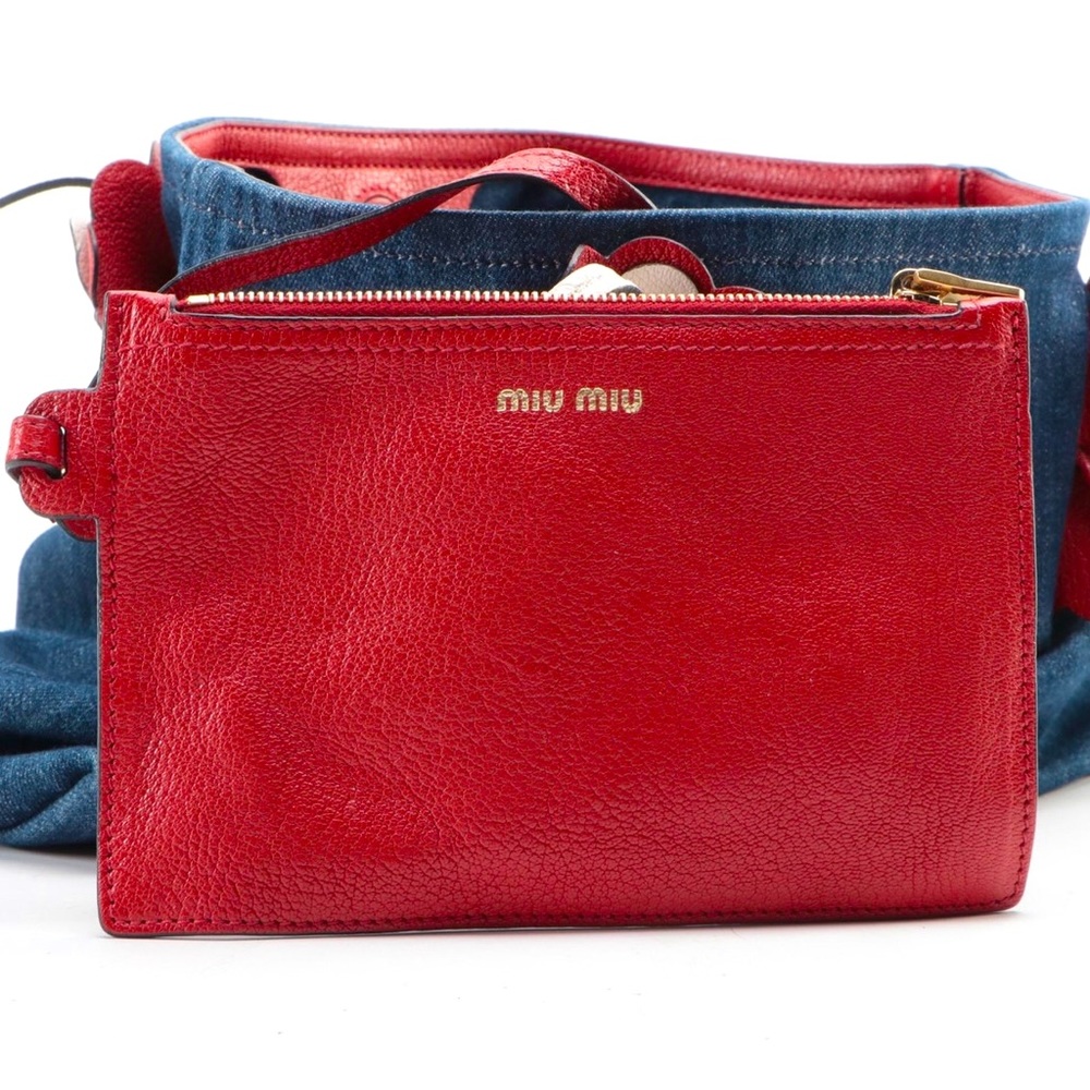 Miu Miu Denim and Leather Flowers Handbag with Matching Wallet - Picture 8 of 16